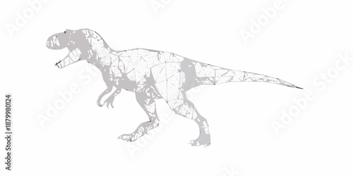 A grayscale sketch of a velociraptor in a dynamic walking pose
