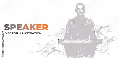 a man giving a speech at a podium vector illustration