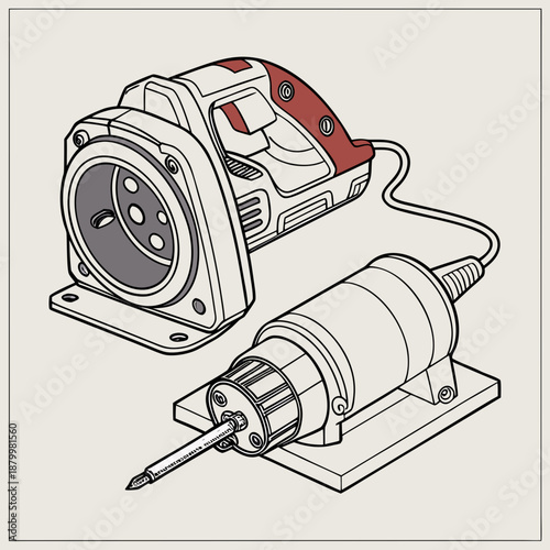 Electric sander and drill illustration