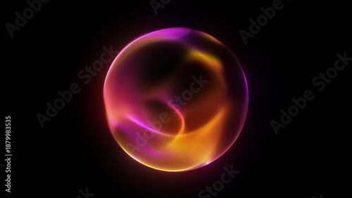 Schilderij op canvas Vibrant pink orange yellow glowing plasma sphere with smooth flowing gradients a