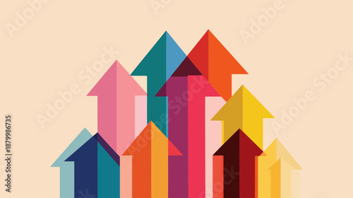 Colorful Arrows Pointing Upward in Flat Design