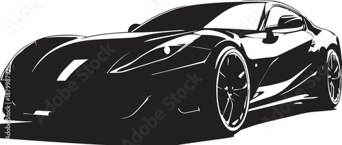 Sleek Black and White Sports Car Vector Illustration
