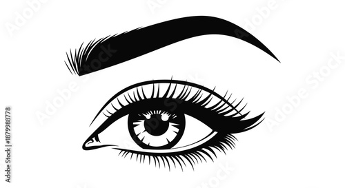 A striking close up depiction of a single human eye showcasing detailed lashes and iris presented as a dramatic silhouette high quality