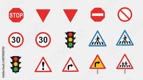 Collection of Road Traffic Signs and Signals.