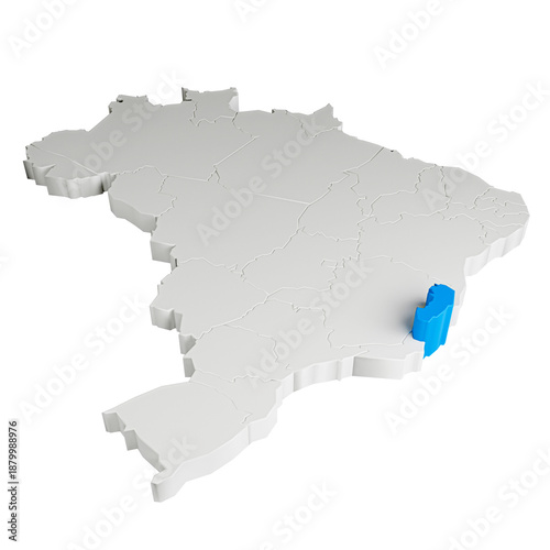 Fotografia Mapa do Brasil em 3D com estado do Espirito Santo destacado
