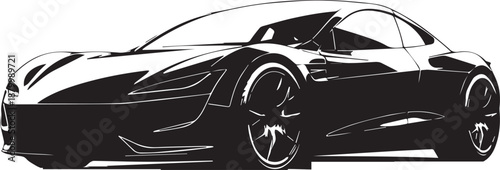Sleek Black and White Sports Car Vector Illustration