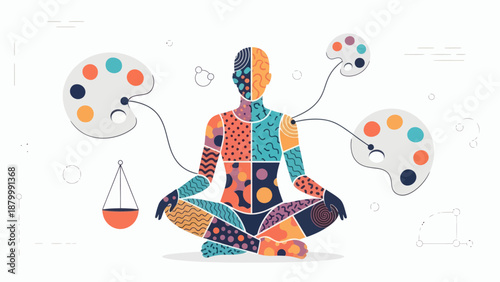 Creative Mind Meditation Art Therapy Concept.