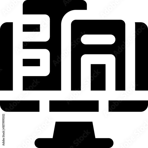 virtual office glyph icon. Strong and solid vector icon for websites, mobile interfaces, presentations, and visual branding. High quality and easy to edit.