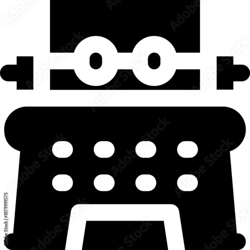 typewriter glyph icon. Strong and solid vector icon for websites, mobile interfaces, presentations, and visual branding. High quality and easy to edit.