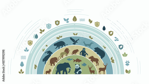 Evolutionary Timeline of Animals and Humans Depicted in Arcs.