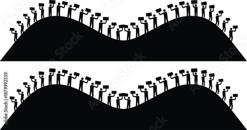 Abstract surveillance camera pattern on black wave background, security technology concept, data monitoring, artificial intelligence, privacy control, digital safety illustration,