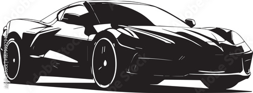 Sleek Black and White Sports Car Vector Illustration