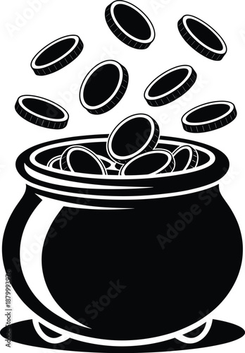 Ornate Pot of Gold Vector Illustration Transparent Background