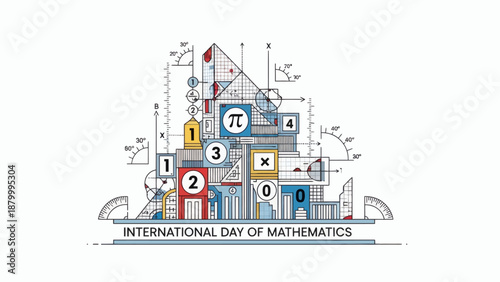 International Day of Mathematics Celebration with Numbers and Symbols.