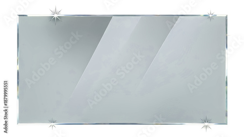 Gray metallic plate with starburst corners on white background