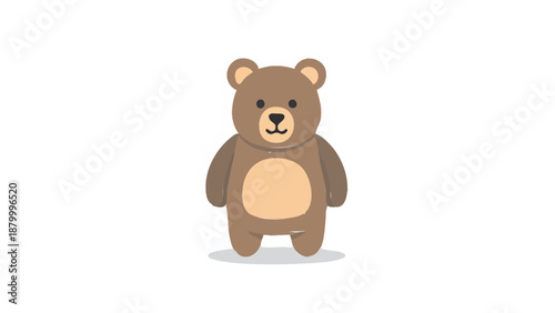 Cute cartoon teddy bear standing isolated on white background.