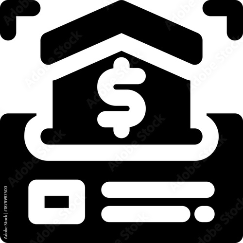 mortgage glyph icon. Strong and solid vector icon for websites, mobile interfaces, presentations, and visual branding. High quality and easy to edit.