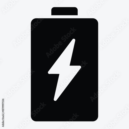 Solid battery icon for energy storage, power, and charging.