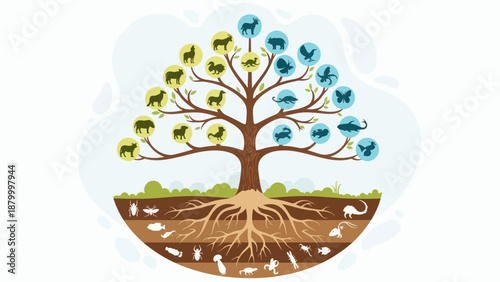 Tree of Life Illustrating Evolution and Biodiversity.