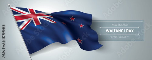 Wallpaper Mural New Zealand happy Waitangi day greeting card, banner vector illustration Torontodigital.ca