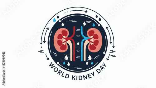 World Kidney Day illustration with anatomical kidney graphic.