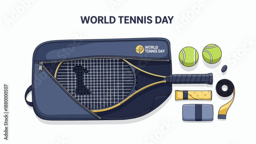 World Tennis Day Celebration with Equipment and Accessories.