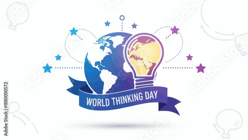 World Thinking Day Global Idea Lightbulb Earth Celebration.
