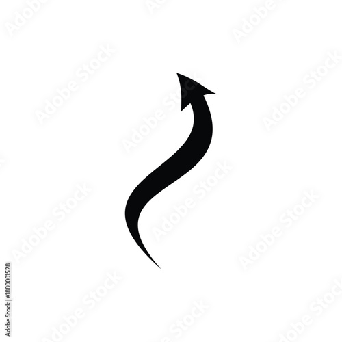 Swooping black arrow graphic symbolizing directional movement forward