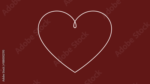 Minimalist Heart Sketch Over Deep Red Background for Emotional Expression