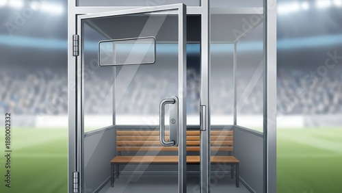 Modern Football Stadium Locker Room Interior.