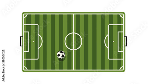 Illustration of a soccer field with a ball in play.