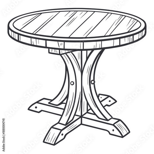Round wooden pedestal table