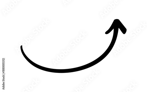 手書きの右上向き矢印　黒