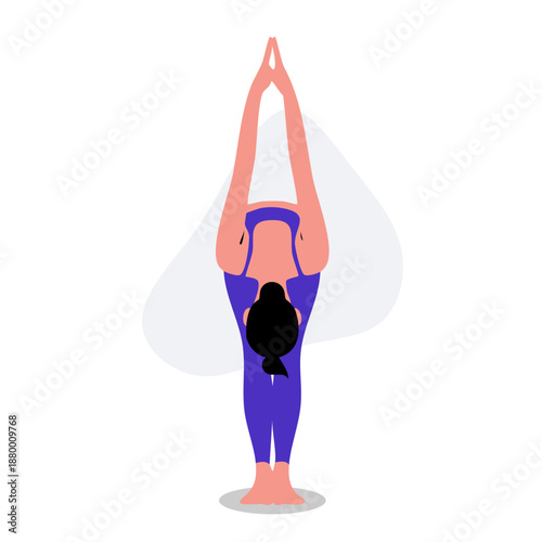 Foto Minimalist Illustration of a Woman Performing a Yoga Standing Forward Fold Pose