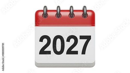 2027 on calendar page with red and white background desi