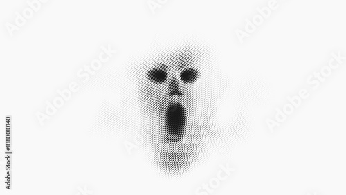 Vector ghostly background: horror concept with creepy smoke, skull, and dark texture.