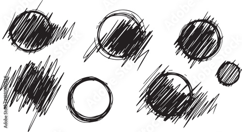 Abstract black and white circular designs
