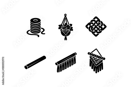 Elegant macrame elements featuring knots and wall hangings