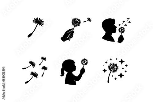 Dandelion silhouettes: blowing wishes with minimalistic floral silhouette designs