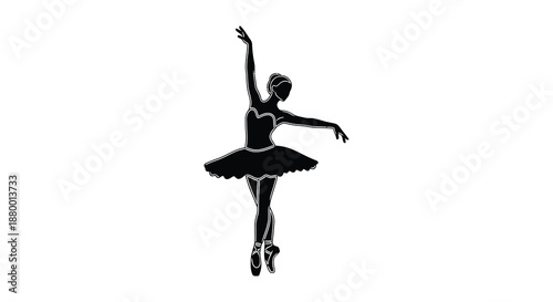 A graceful depiction of a ballerina in a dynamic pose elegantly expressing artistic movement with poised limbs a striking silhouette