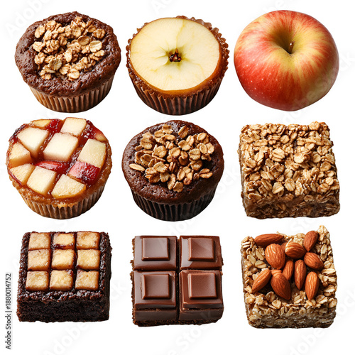 Variety of sweet treats against transparent background