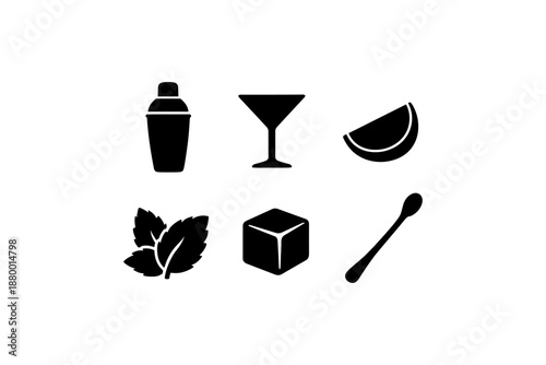 Cocktail icons: silhouette style for mixology enthusiasts