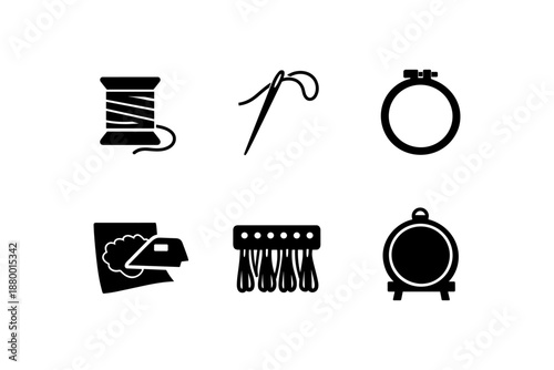 Crafting essentials: seamless sewing icons for creative projects