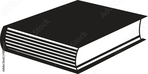 Simple black and white silhouette of a closed book, ideal for educational graphics