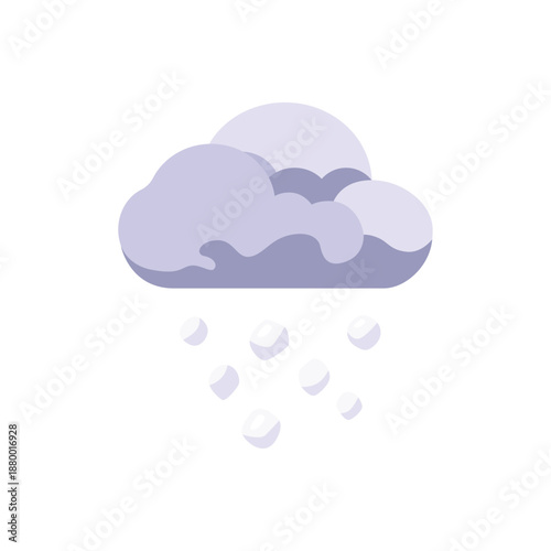 Hail cloud with falling ice pellets weather, colorful vector flat style illustration