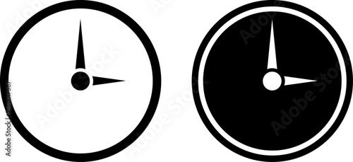 Minimalist clock icons in black and white