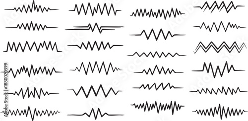 Diverse collection of abstract waveform lines for data visualization and modern design.