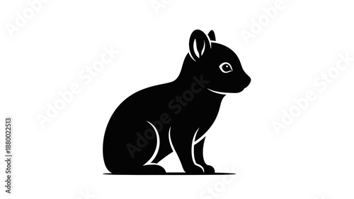 Black Silhouette of a Sitting Rabbit.