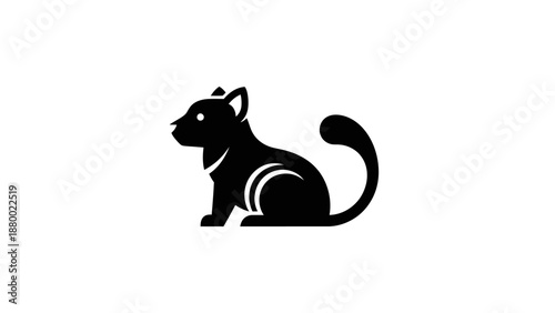 Black Silhouette of a Cat Sitting.