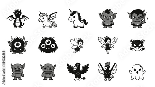 Collection of Cartoon Monsters and Creatures.